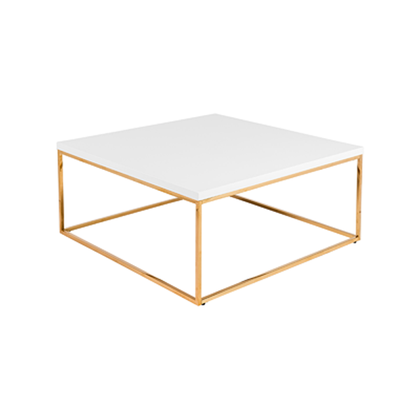 Teresa Square Cocktail Table - White with Gold Base